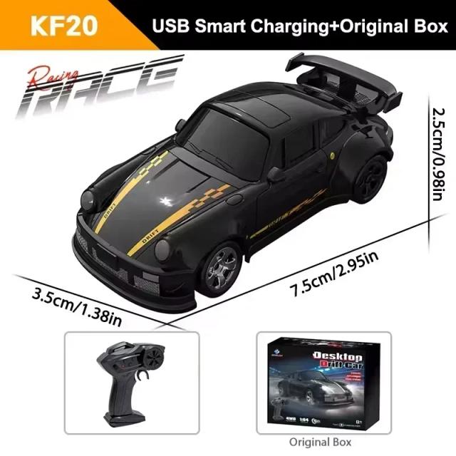KF20 Mini Drift Car 4WD 2.4GHz Controle Remoto 1/64 Escala