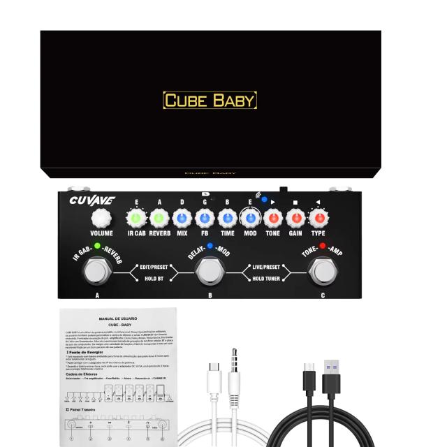 Cuvave Cubo Bebê Guitarra Elétrica Pedal de Efeito Multifuncional Portátil