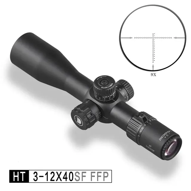Escopo de rifle Discovery Compact FFP HT 3-12 Primeiro plano focal retículo gravado em vidro