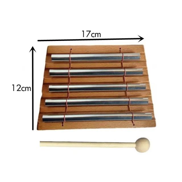 Sino de Madeira para Meditação com Mallet - Instrumento de Percussão Musical com Sozinho Lembrete para Oração e Sons em 1, 2, 3, 5 e 7 Tons