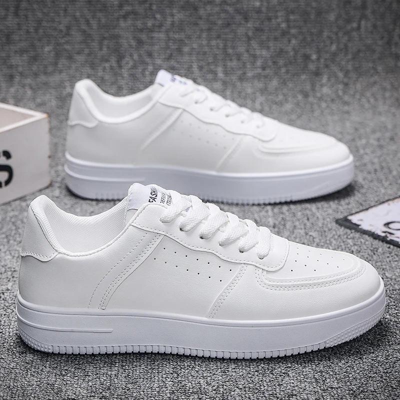 Venda quente superfície de rede masculina moda tênis respirável moda casual sapatos de placa força aérea pequenos sapatos brancos sapatos masculinos - Image 1