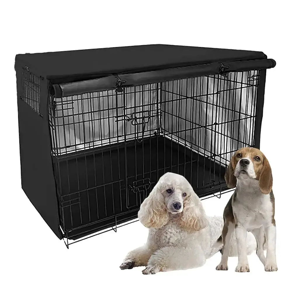 Canil do cão capa protetora gaiola do cão universal apto para caixa de arame canil do cão capa com protetor solar luz e à prova dwaterproof água - Image 1