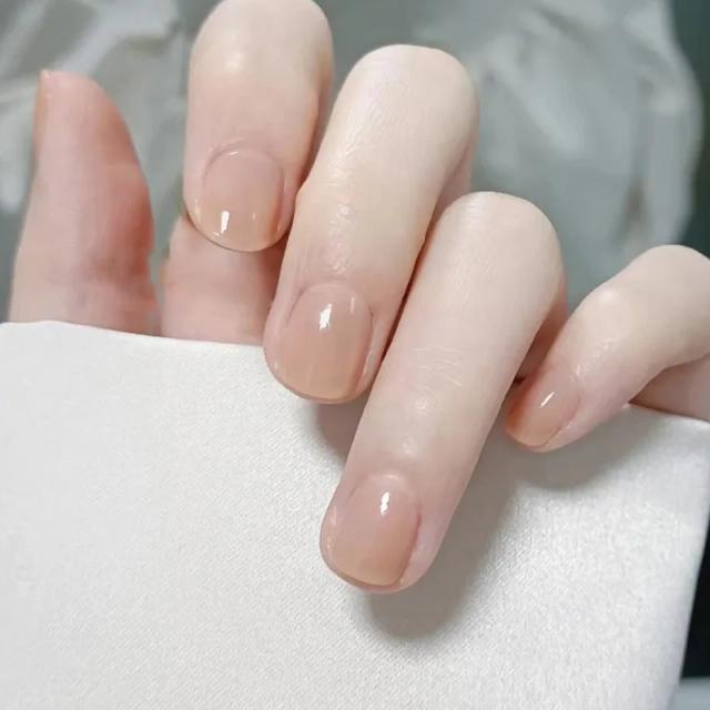 24 pçs simples cabeça quadrada unhas falsas com cola gelatinosa rosa branco gradiente imprensa francesa em unhas falsas curto cobertura completa dicas de unhas