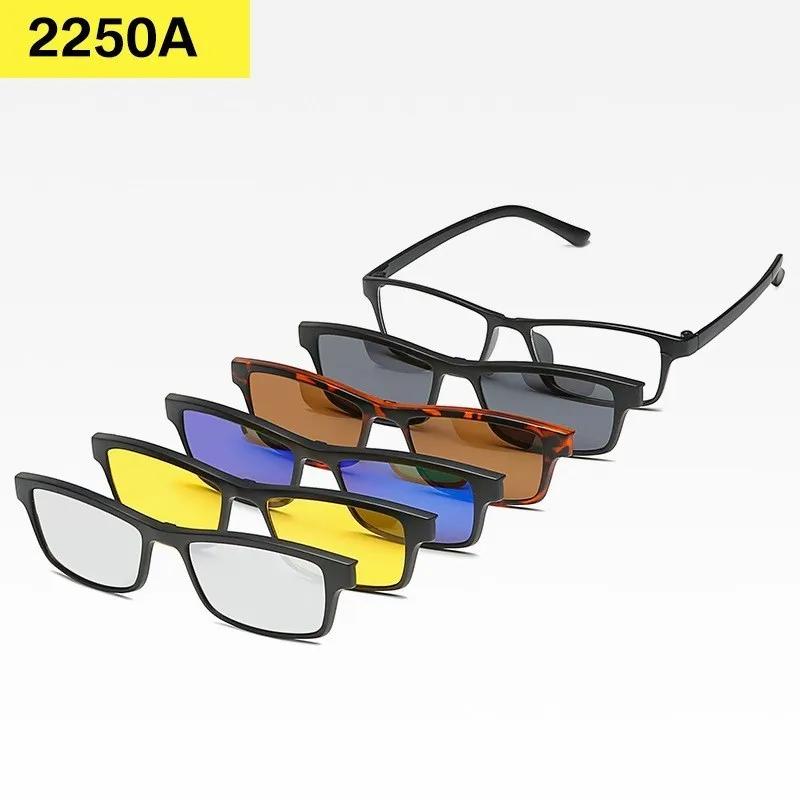 6 em 1 personalizado homens mulheres polarizadas óculos de sol magnético óptico clipe de ímã em óculos de sol polaroid clip em óculos de sol quadro - Image 1