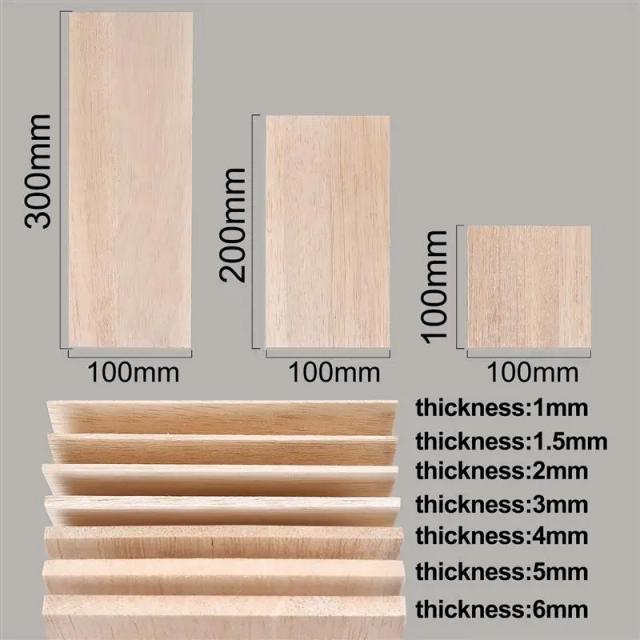 Placas de Madeira Balsa Artesanato DIY 1-3mm 5 Peças Leve para Modelismo