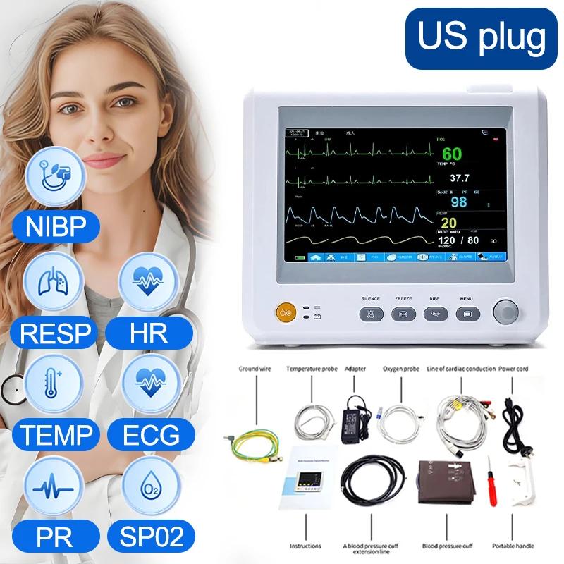 Resoxy Medical Monitor de Sinais Vitais NIBP RESP TEMP PR HR ECG SPO2 8in Monitor Multi-Paramétrico Para Monitoramento de Sinais Vitais do Paciente - Image 1
