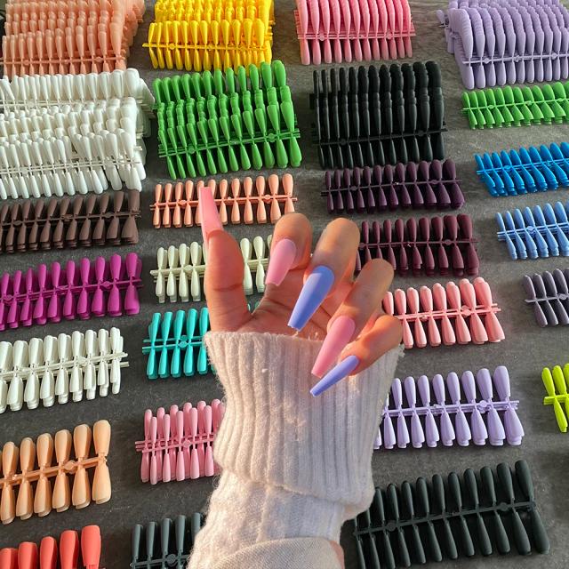120 pçs cores aleatórias caixão curto longo fosco imprensa falsa em unhas cobertura completa unhas falsas ponta para ferramentas de manicure