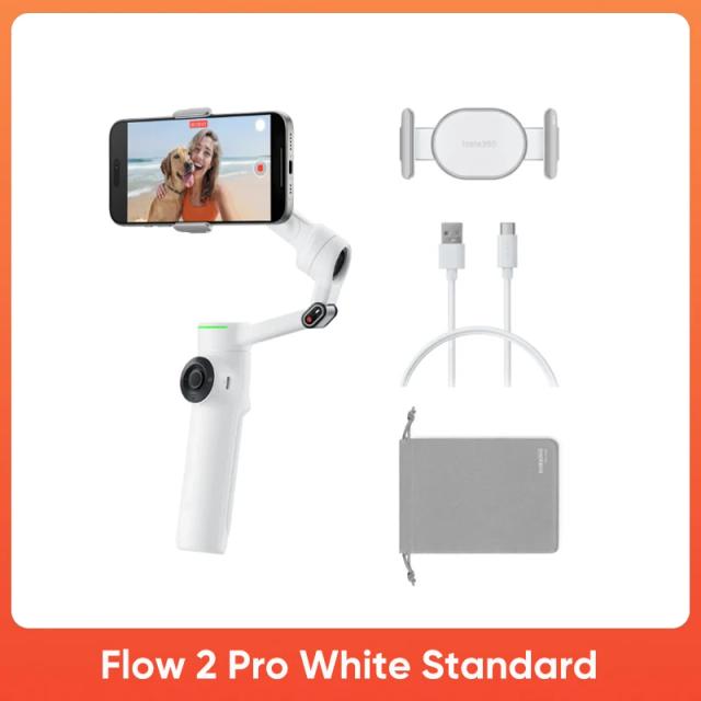 Insta360 Flow 2 Pro Gimbal Dobrável para Telefone Rastreamento AI Múltiplas Pessoas 200+ Apps Apple DockKit