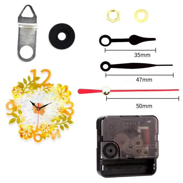 Molde de Silicone para Relógio Redondo com Números Romanos e Flor/Folha - Artesanato DIY em Resina