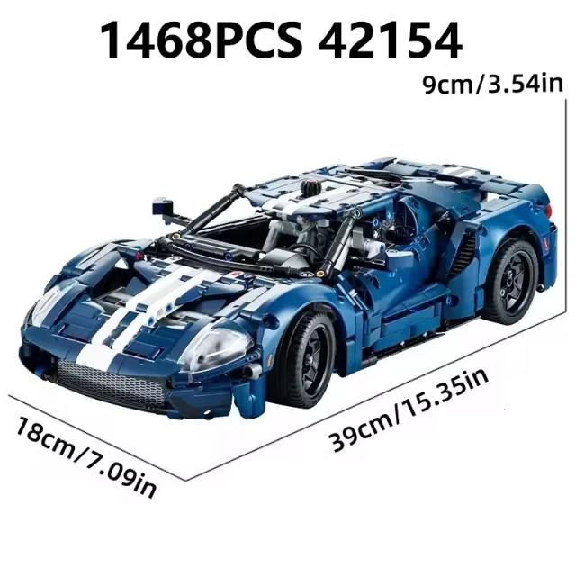 Blocos de Construção Carro de Corrida GT 42154 Azul 1468 Peças Escala 1:12