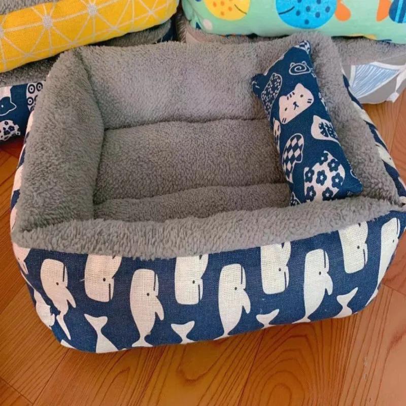 Cama macia quente do animal de estimação do algodão, colchão do cão, cães pequenos, médios, grandes, ninho, cesta do cão, esteira, casa, inverno - Image 1