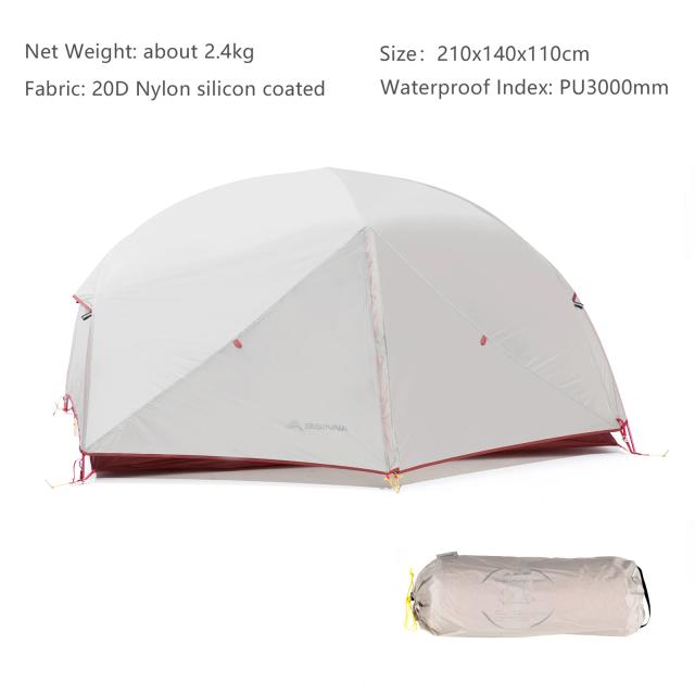 BISINNA Barraca de Acampamento Ultraleve 2 Pessoas Nylon Dupla Camada Impermeável 2.4kg