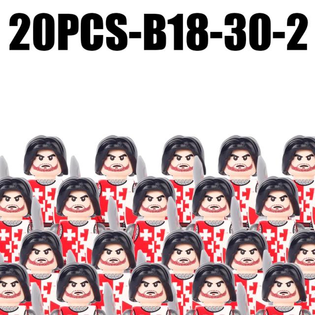 Blocos de Construção de Figuras de Soldados Medievais - Exército Romano e Leão