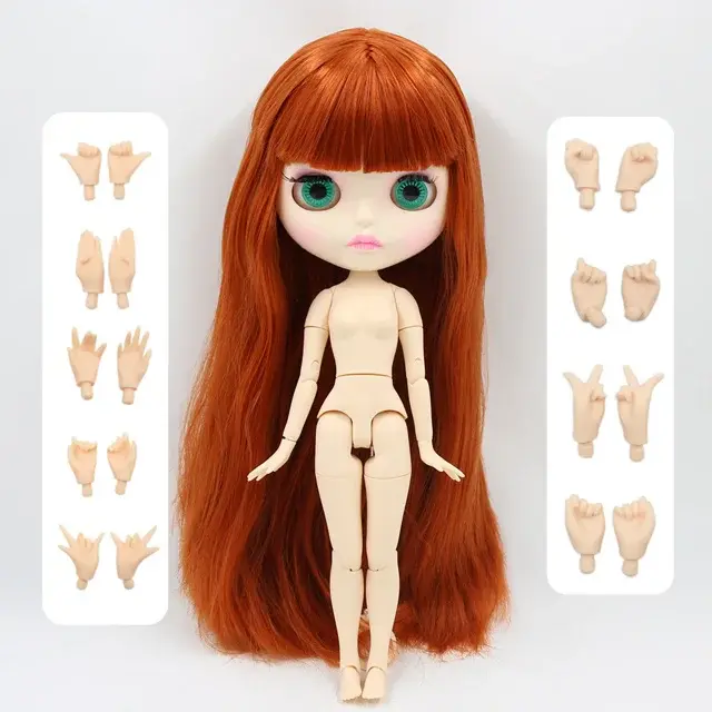 Boneca Blythe DBS 1/6 30cm Cabelo Vermelho Pele Branca Corpo Articulado Rosto Fosco