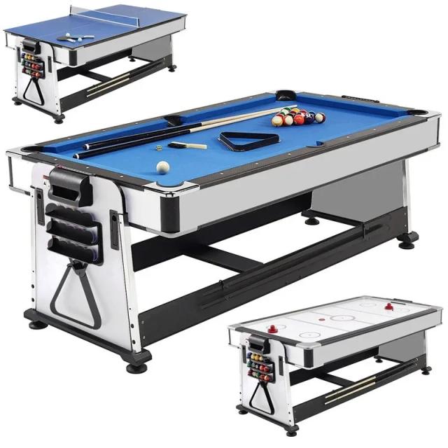 Mesa de Bilhar Multifuncional 4 em 1 Preto e Branco 213cm