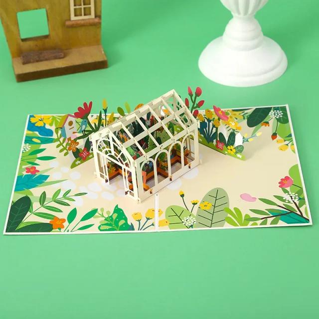 Cartão Pop Up Flower House 3D - Presente Artesanal para Todas as Ocasiões