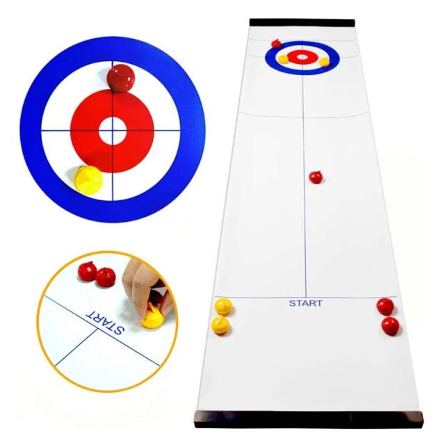 Mini Tabletop Curling Game Dobrável para Crianças e Adultos - Jogo de Viagem Interativo