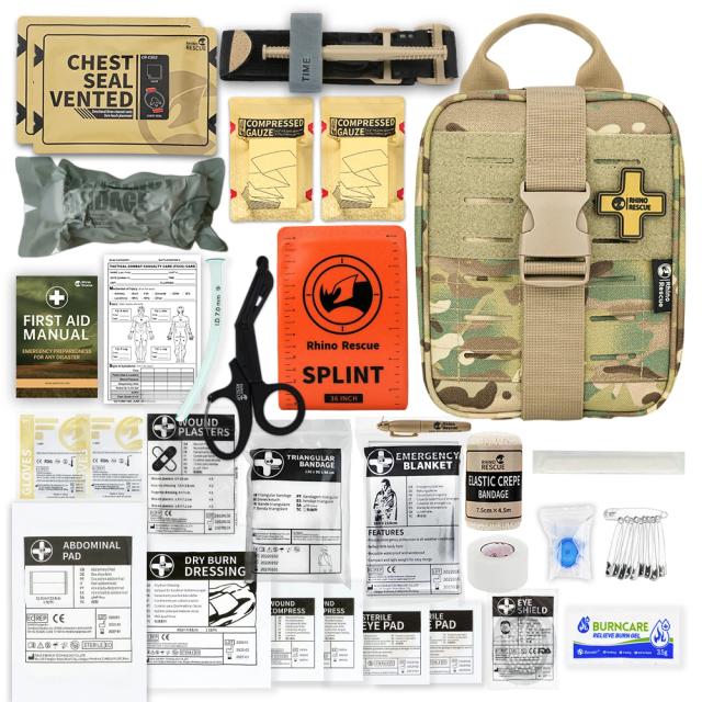 RHINO RESCUE-SE IFAK Kit de primeiros socorros para trauma, bolsa médica tática para viagens em casa, caminhadas e camping, equipamento de sobrevivência de emergência