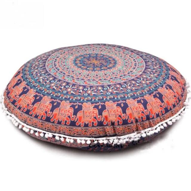 Capa de Almofada Redonda Linho 43x43cm Tatami Meditação Sofá Casa