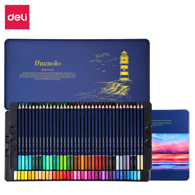 Lápis de Cor Oleosa com Caixa de Ferro - Conjunto de 72 Cores para Desenho, Papelaria e Presentes de Volta às Aulas