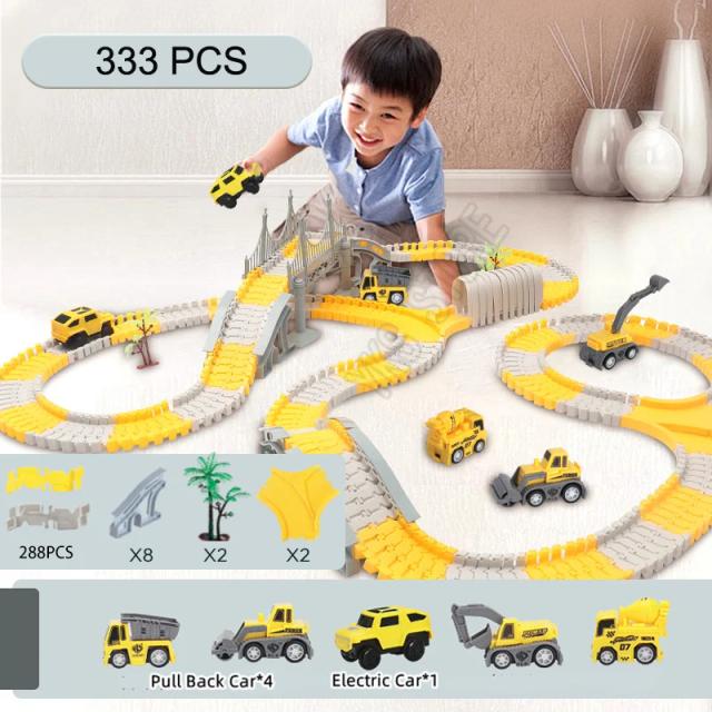Conjunto de Pista de Carro Elétrico Flexível 333 Peças para Crianças