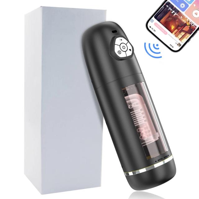 Masturbador Masculino Telescópico Rotativo Elétrico com Controle por App 6 em 1