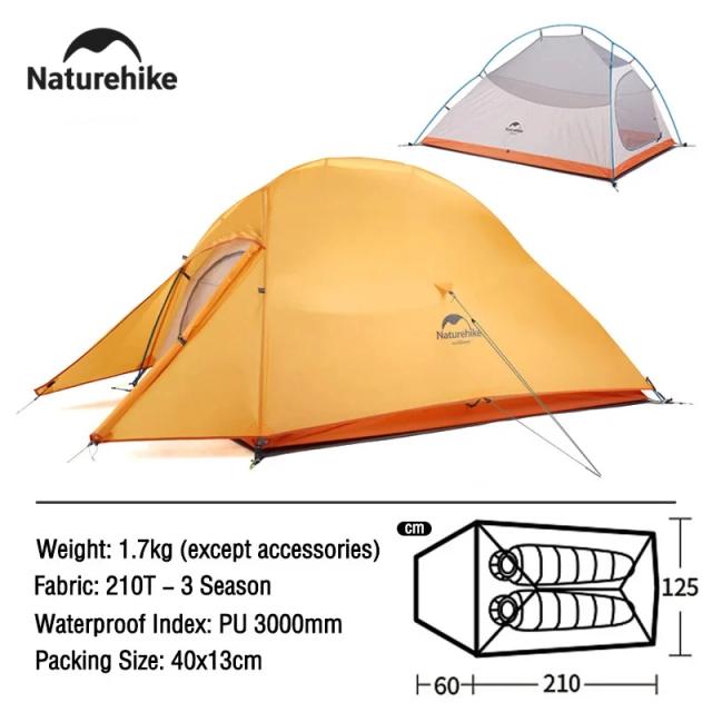 Naturehike Barraca de Acampamento Nuvem para Cima 2 Pessoas Ultraleve à Prova D'água