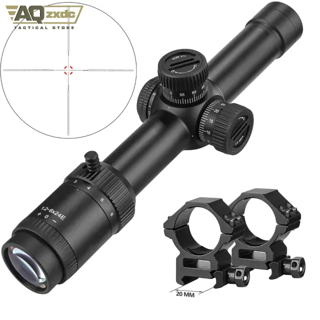 Espaço duplo tático do rifle de LPVO, FFP, SFP, ponto médio, anti-névoa, caça, ponto vermelho, Riflescope da AR,. 223, AR15,. 308, 1, 2-6x24,30mm