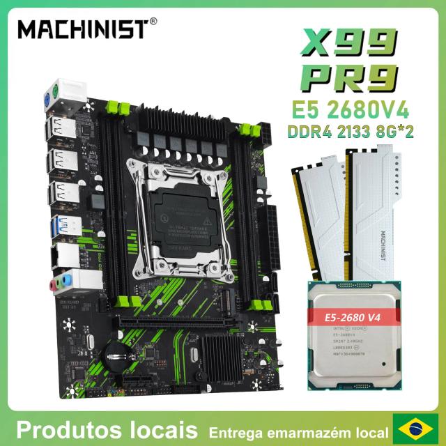 MACHINIST X99 PR9 Placa-Mãe para Jogos Intel Xeon E5-2680V4 DDR4 8GBx2 2133MHz M.2 NVME