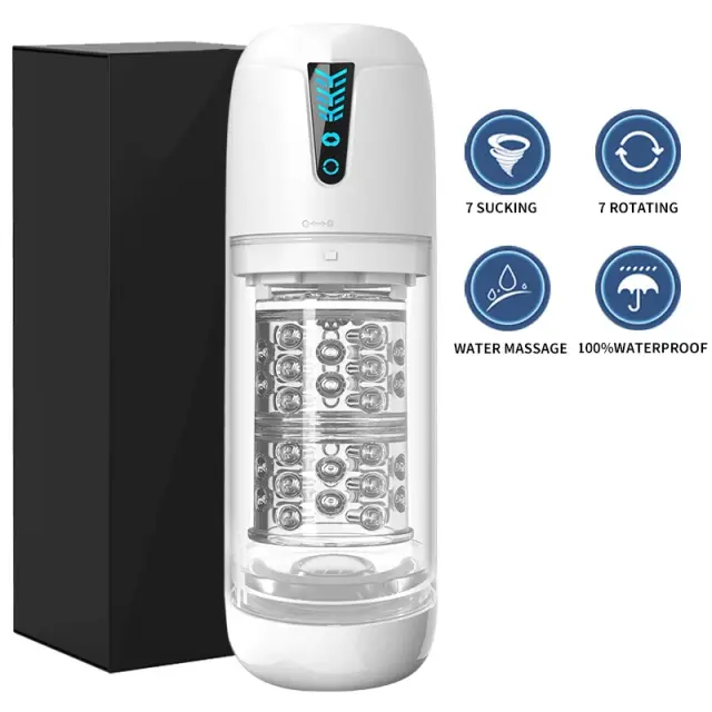 Masturbador Masculino Rotativo Automático com Sucção e Função de Lambida 100% à Prova d'Água