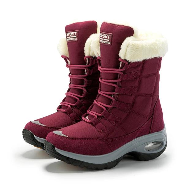 Botas Femininas de Inverno Antiderrapantes Impermeáveis Plataforma Pele Grossa