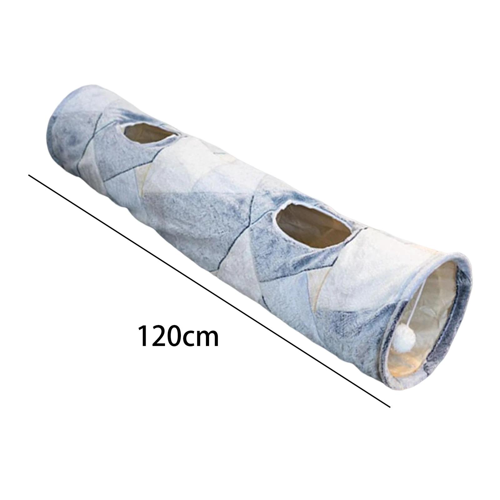 Túnel de gato dobrável Tubo com bola, cama de gatos luminosa, brinquedo longo, treinamento Puzzle, exercício Coelhos - Image 1