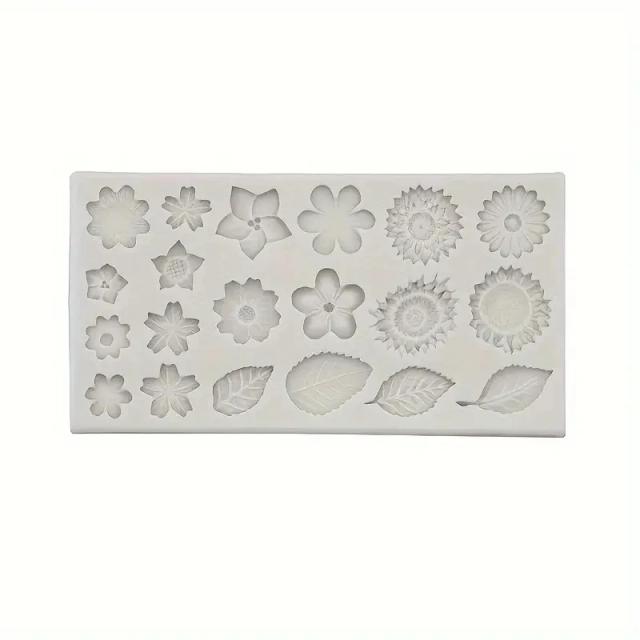 Molde de Silicone para Chocolate com Formas de Rosa, Girassol e Margarida - Ideal para Projetos DIY