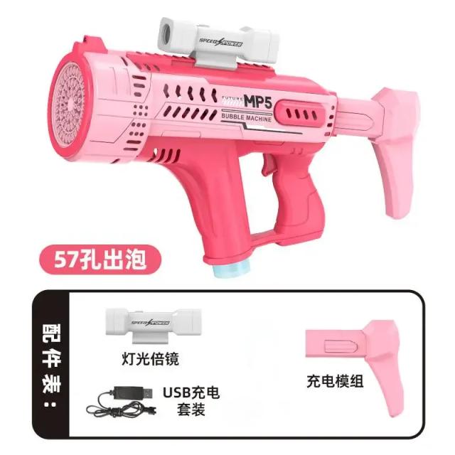 Arma de Bolhas Automática 57 Furos Luz Colorida Brinquedo Interativo Crianças