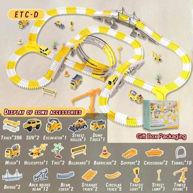 Mini Car Set Trilha Elétrica Infantil Puzzle Trem Brinquedo
