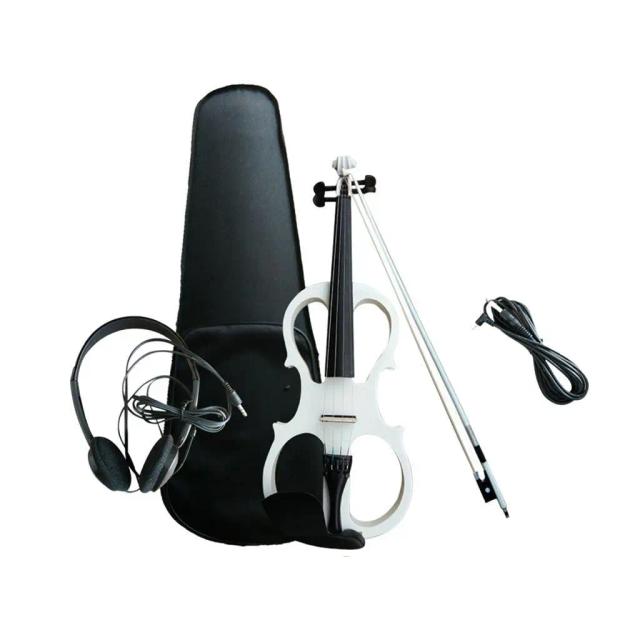 Violino Elétrico 4/4 Madeira Maciça com Arco e Estojo para Prática Silenciosa