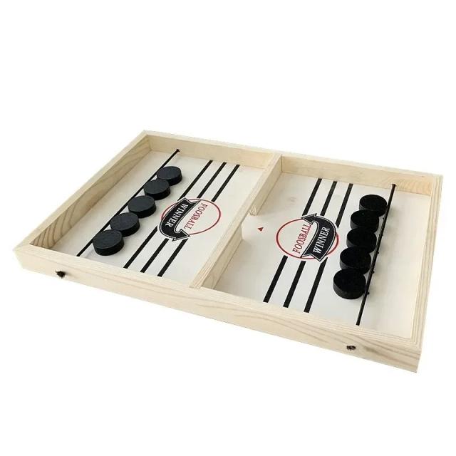 Jogo de Hóquei de Mesa Catapulta de Madeira 35cm Brinquedo Interativo Rápido