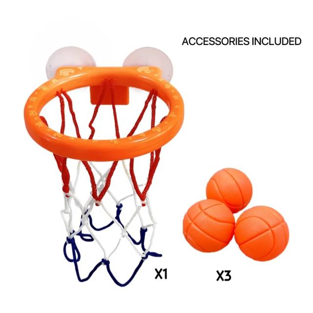 Mini Cesta de Basquete para Banheira com Bolas - Brinquedo de Banho para Crianças - 1 Cesta e 3 Bolas
