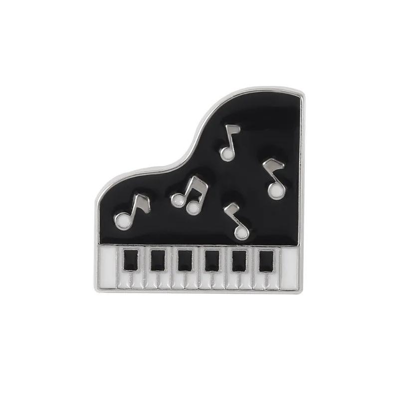 Instrumento musical série esmalte pinos fita personalizada piano guitarra gravador broches de música lapela emblemas moda jóias presentes - Image 1