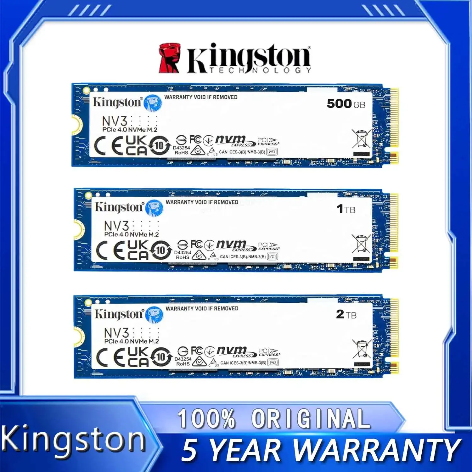 Novo kingston nv3 ssd 1tb 2tb 4tb 500gb nvme pcie gen 4.0x4 unidade de estado sólido m.2 2280 ssd interno nvme m2 para desktop portátil - Image 1