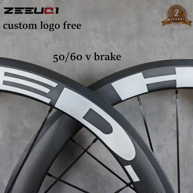 Rodas de Carbono ZEEUQI BIKE STORE 700C Estrada Freio V 50/60mm Fosco Brilhante 3k