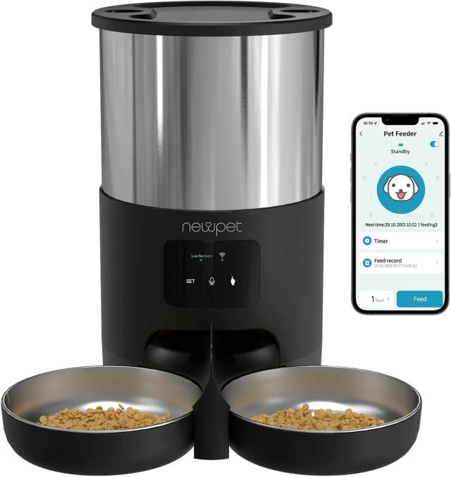 Newpet Alimentador Inteligente para Gatos 5L APP Aço Inoxidável