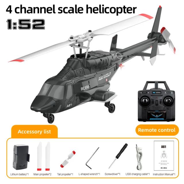 Helicóptero RC A61 4 Canais Controle de Altitude Resistente a Acidentes 8-10 Minutos de Voo