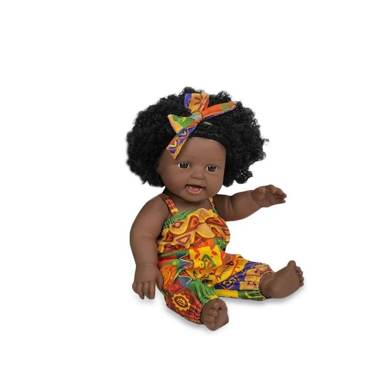 Boneca preta africana americana de 12 polegadas, 30cm, com roupas, corpo inteiro de vinil, cabelo encaracolado, boneca preta realista, presentes para meninas - Image 1