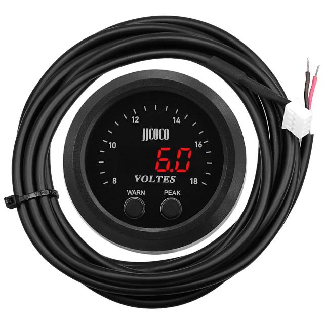 Universal ultra-fino 52mm voltímetro 8-18v medidor de tensão voltes calibre ultra-fino redondo com luz vermelha display led carro motocicleta