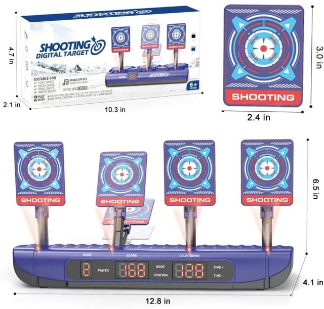 Alvo Elétrico de Tiro Automático com Luz e Som para Armas Nerf