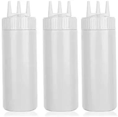 Garrafa Squeeze 650ml Plástico Condimento 3 Pçs para Churrasco e Molhos