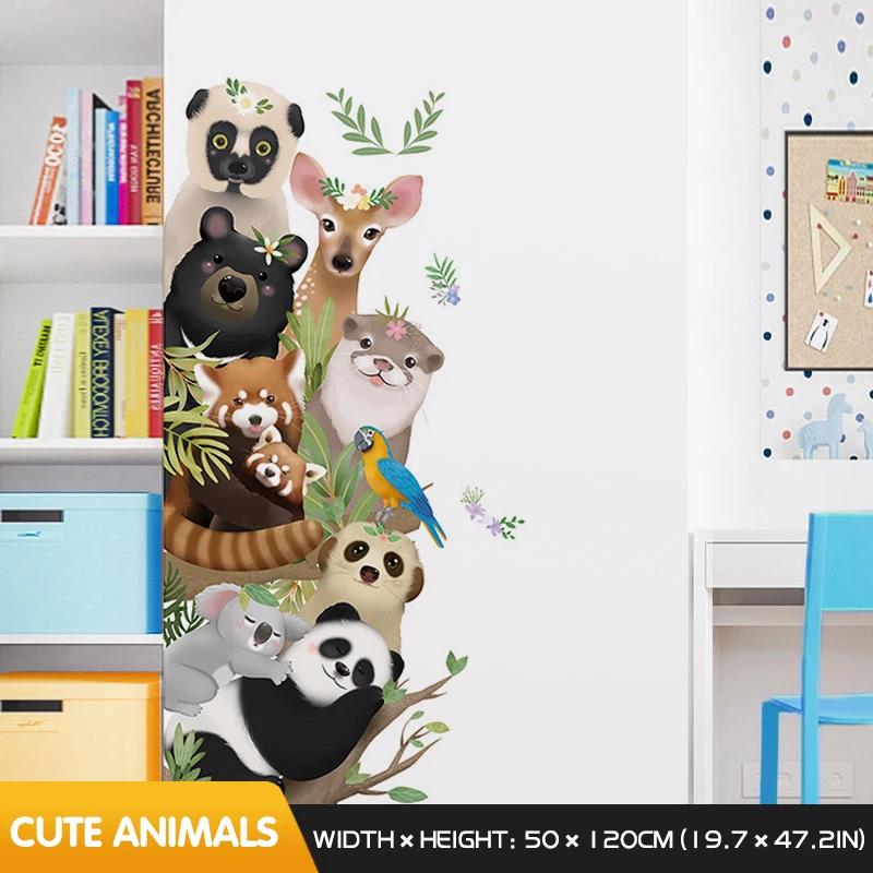 Animais bonitos adesivos de parede porta adesivo de canto decoração de casa auto-adesivo decoração do quarto dos miúdos decoração do quarto do bebê - Image 1