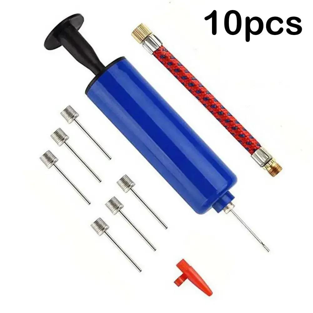 10 pçs/set portátil mini mão bolas de ar bomba inflator kit inflável com agulha para futebol basquete bolas vôlei - Image 1