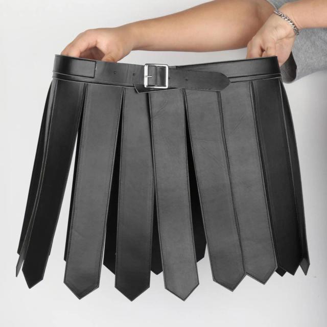 Traje Soldado Romano Couro PU Adulto Saia Gladiador 38cm